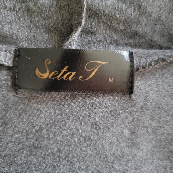 Seta T Women's Draped Front Open Cardigan Casual Long Sleeve Lightweight Size M - Picture 3 of 5